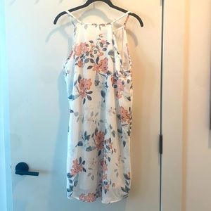 White floral a-line flowy summer dress